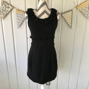 Forever 21 Twist Wool Blend Ruffles Black Dress